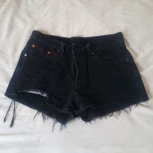Levi distressed black jean shorts